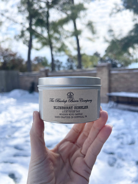 8 oz Handpoured Blueberry Cobbler tin candle