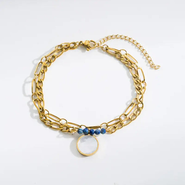 18K Gold Plated Bracelets with Stone and Chain