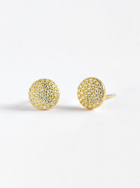 FELIX Z DESIGNS - 8mm CZ Curved Disk Studs: Gold