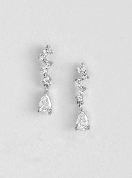 Mini Chandelier cz Drop Earrings (17mmX4mm): White Rhodium