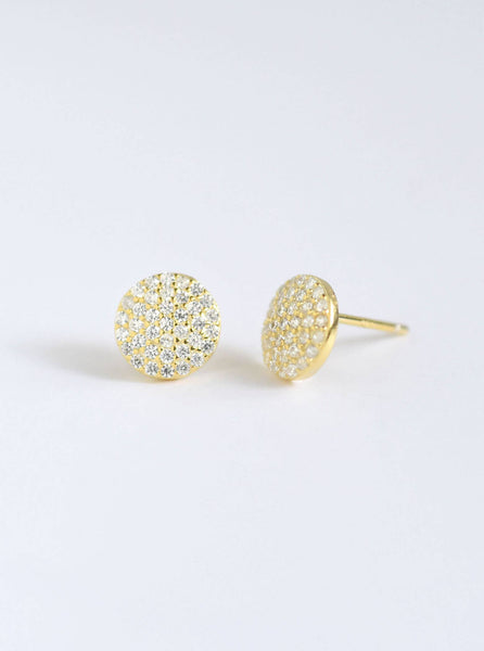 FELIX Z DESIGNS - Diverse CZ Curved Disk Stud Earrings: Gold